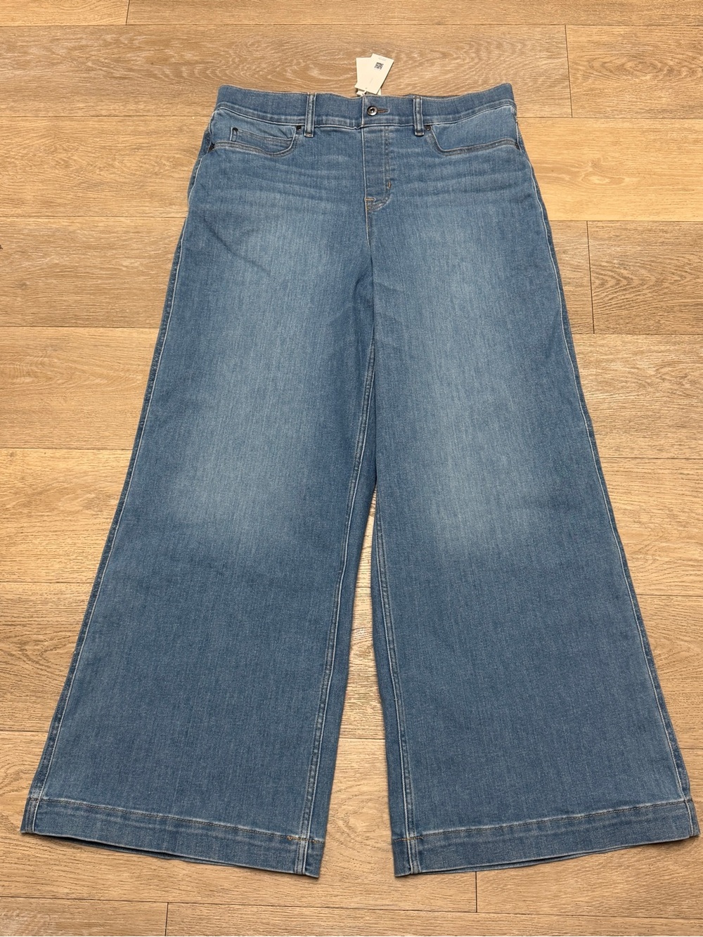 SPANX High Rise Wide Leg Jeans Stonewashed Blue Women's Size 1X 21281R NWT 38x32